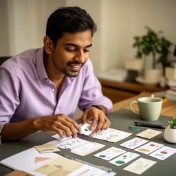 Loop Devasahayam, behavioural finance researcher, working with notes on a Singapore household budget